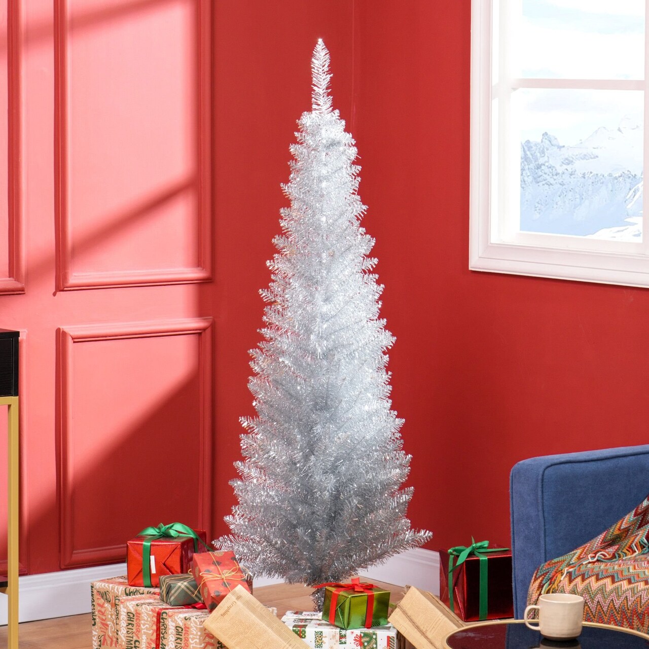 Edge Collections - 5' - Pencil Artificial Christmas Trees for Easy Holiday Decorating - 1 Piece